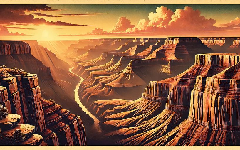 Vintage USA, Grand Canyon Poster von Chromatic Fusion Studio