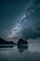 Piha Beach under the Stars and Milky Way, New Zealand