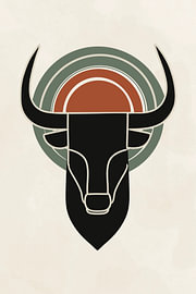 Sleek bull’s head in earth tones by Art Prints