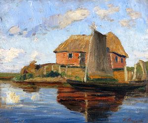 Hammehütte mit Torfkahn, FRITZ OVERBECK, Um 1900