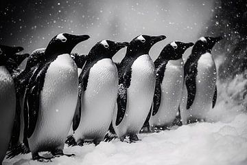 Pinguïns in een winterlandschap van Imperial Art House