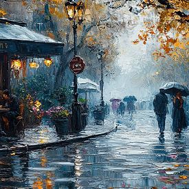 Parijs Kunst | Rainy Evening Tales van Abstract Schilderij