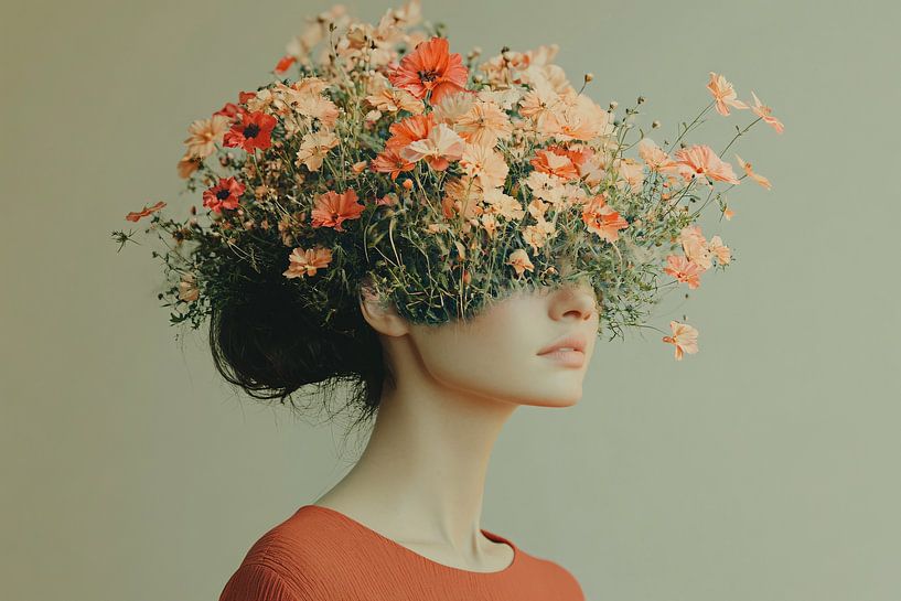 Portrait surréaliste avec des fleurs par Imperial Art House