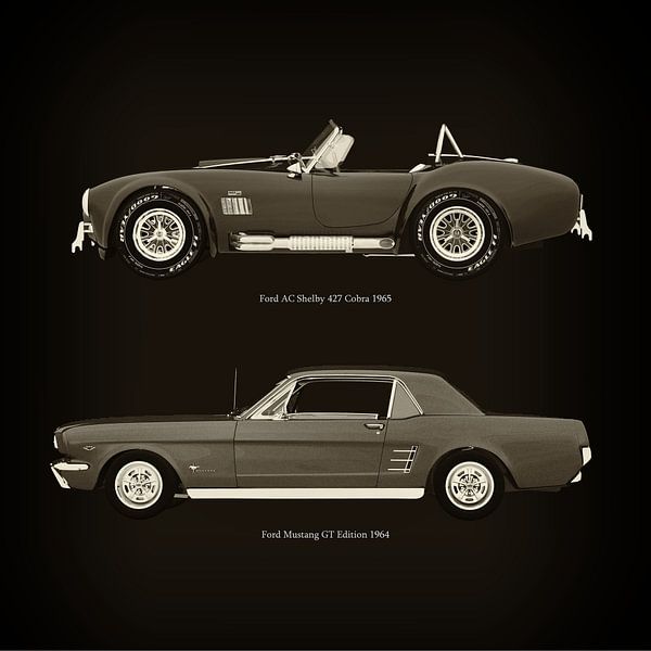 Ford AC Shelby 427 Cobra 1965 et Ford Mustang GT Edition 1964 par Jan Keteleer