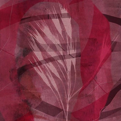 Modern abstract botanisch. Gras in donkerroze