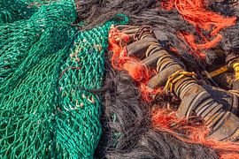 Fishing nets on the quay at Deltahaven in Stellendam by Ruud Morijn