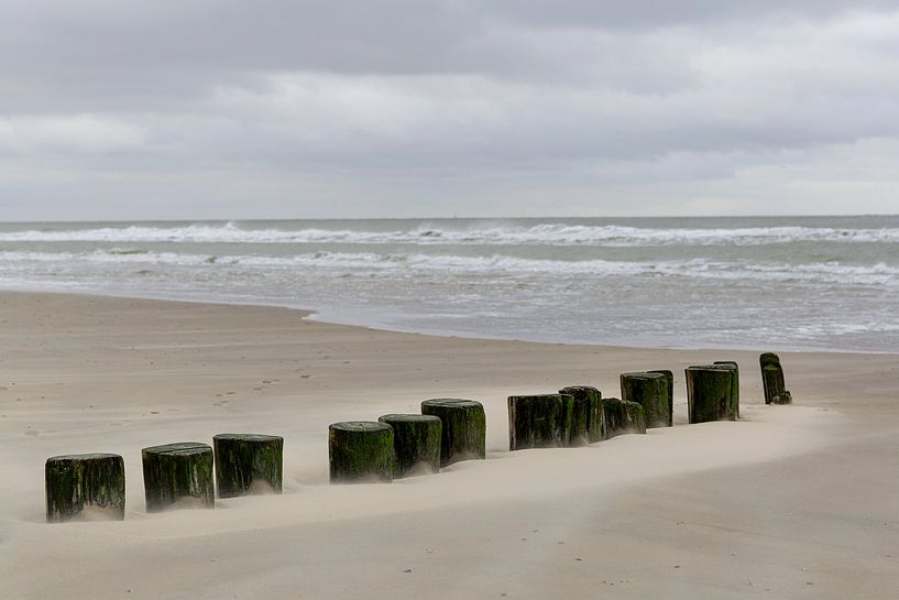 Winterse dag aan zee op het strand van Ameland aan de Nederlandse kust. van Eyesmile Photography