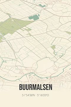 Vintage landkaart van Buurmalsen (Gelderland) van MijnStadsPoster