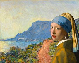 Girl with a Pearl Earring visiting La Corniche near Monaco by Eigenwijze Fotografie