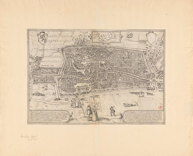 Plattegrond van de stad Utrecht, Frans Hogenberg, 1572 van Historisch Utrecht