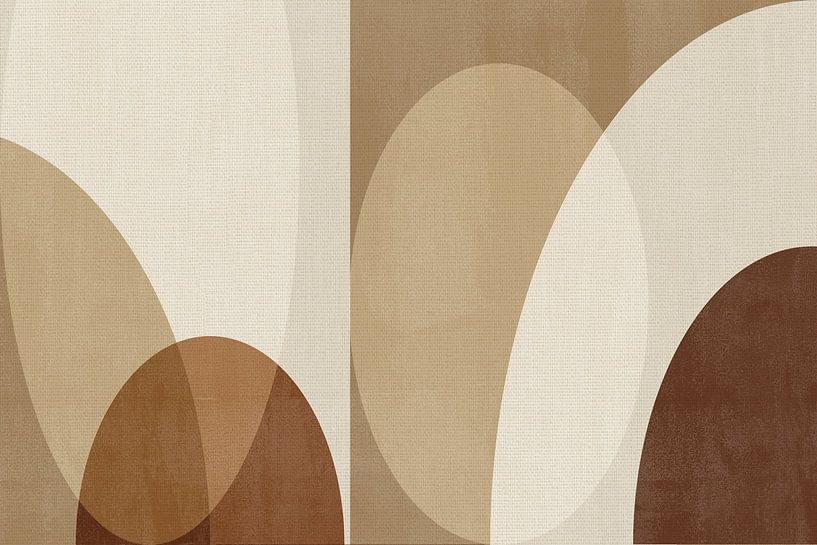 Scandinavian modern art in brown colors on linen by Dina Dankers