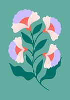 Fleurs abstraites crème et lilas