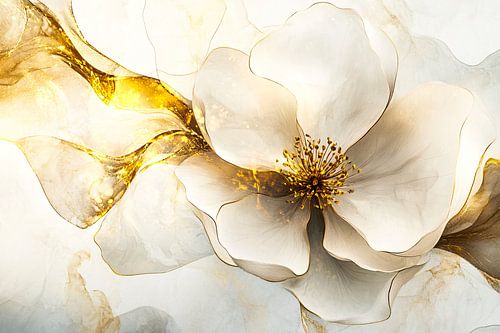 Witte bloem met gouden accenten