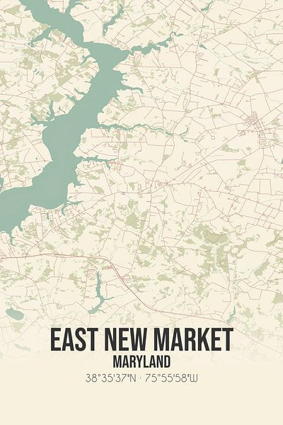 Alte Karte von East New Market (Maryland), USA. von Ortsdrucke