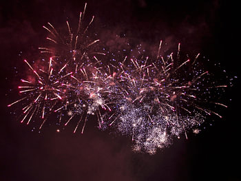 Red / purple fireworks during Divali / Old & New