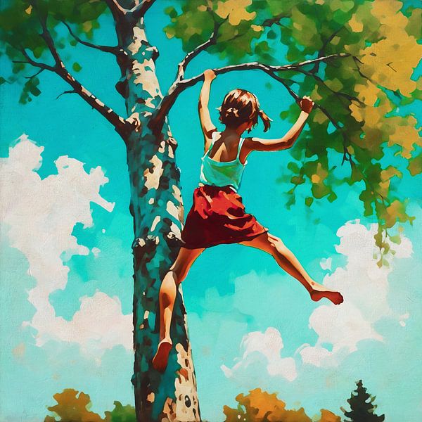 Climb to New Heights: An Ode to Youthful Adventure by Jan Keteleer (JanKé): A Journey Beyond the Canvas