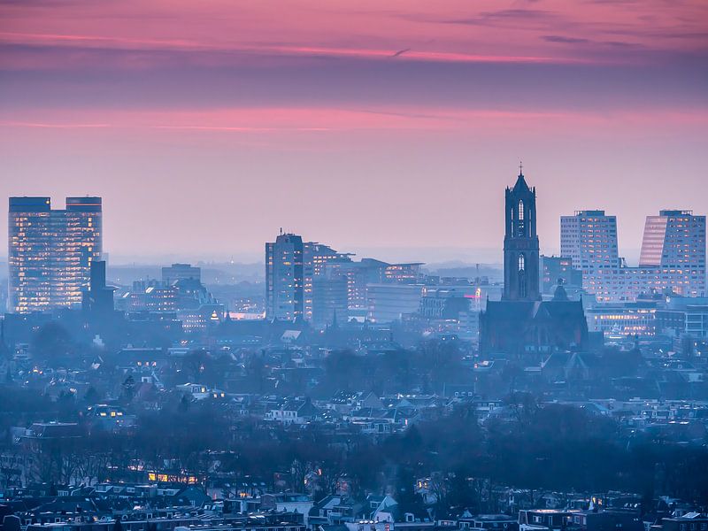 Zonsondergang Skyline Utrecht van Mart Gombert