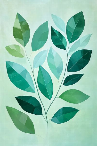 Green leaves - abstract and modern by Poster Art Shop