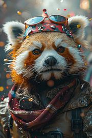 Red panda in the disco style of the 60s and 70s for your birthday