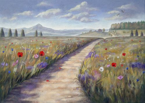 Landschaft mit Mohnblumen