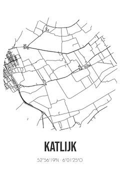 Katlijk (Fryslan) | Karte | Schwarz und weiß von Rezona