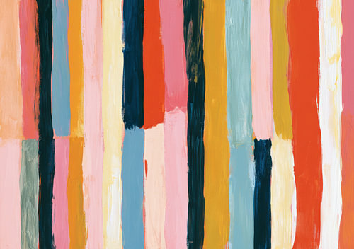 Colourful vertical brushstrokes in pastel and earthy tones