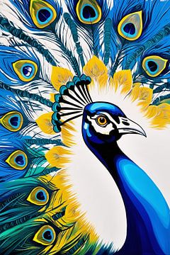 Pauw met kleurrijke veren van Art & Soul Creations