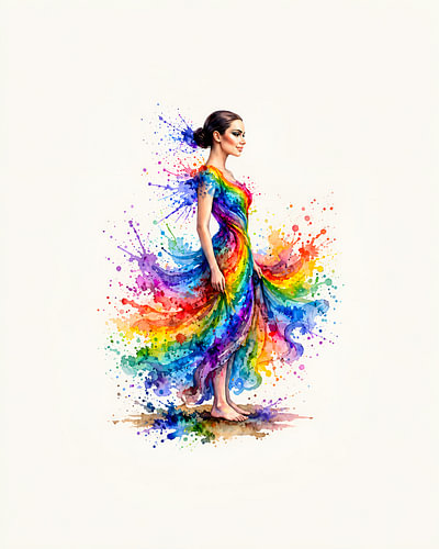 A colourful woman in watercolour