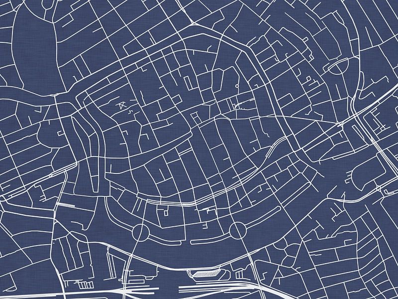 Karte von Groningen Centrum in Königsblau von De Kaartenwinkel