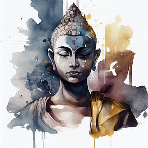 Bouddha aquarelle #5 sur Chromatic Fusion Studio