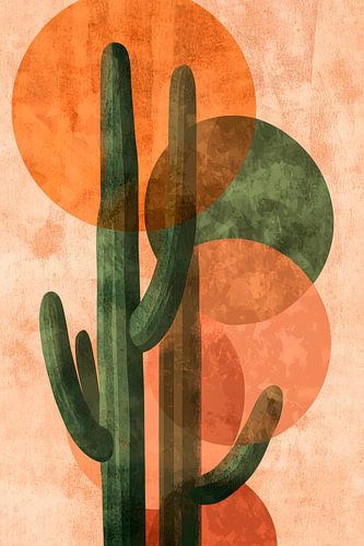 Cactus met geometrische vormen - Minimalistisch