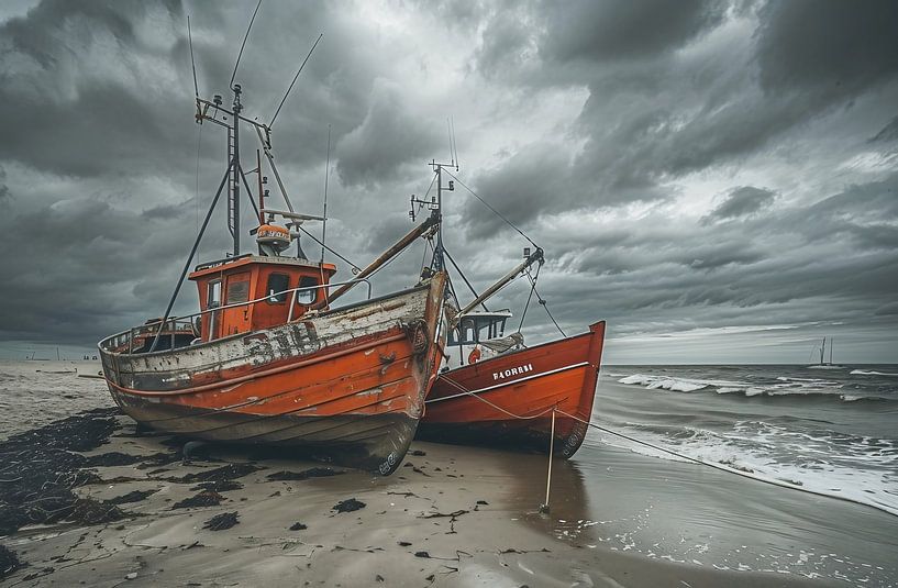 Dramatische lucht boven boten van fernlichtsicht