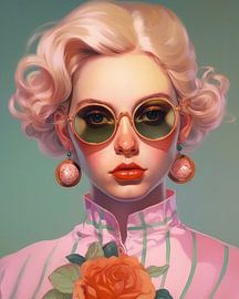 Popart portret in pastelkleuren van Studio Allee