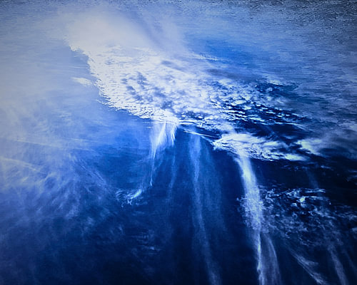 Cascade de Minuit - • Abstract, hotel-chic atmospheric artwork featuring indigo and streaks of light