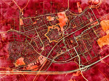 Kaart van Woerden in de stijl 'Amber Autumn' van Maporia