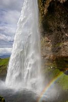 Islande Seljalandsfoss avec arc-en-ciel