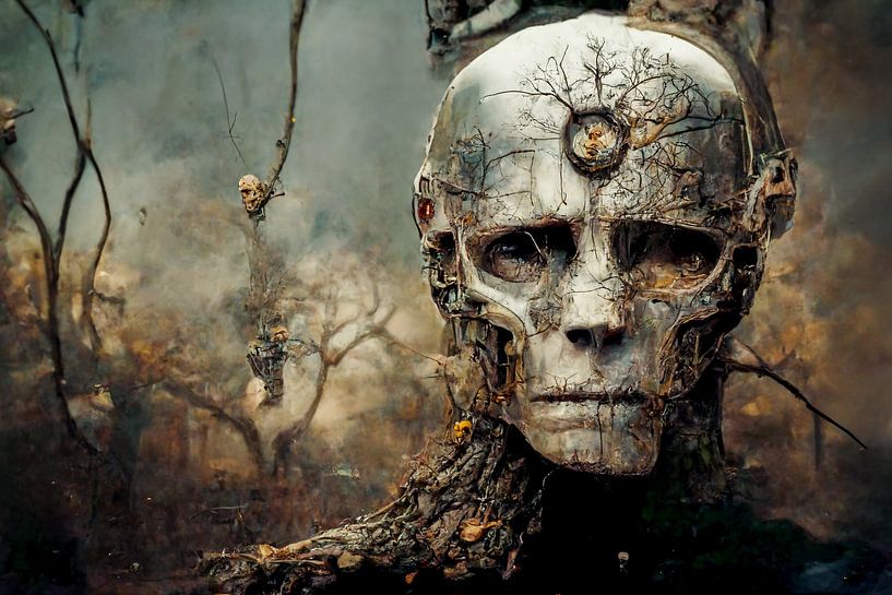 Render Cyborg Schedel Achtergrond van Animaflora PicsStock