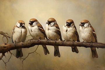 Sparrows by Blikvanger Schilderijen