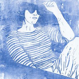 bleu paix en rayures sur Kirsten Benschop-Pater