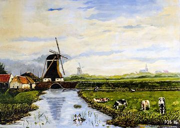 Hollands landschap van Pieter Johannes Schenk