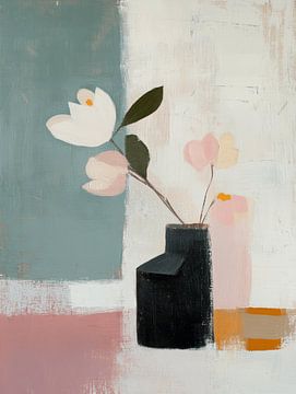 Still life with flowers in pastel colours by Japandi Art Studio