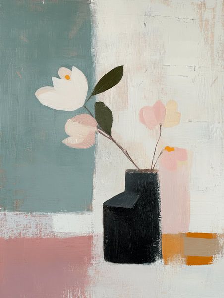 Stilleben mit Blumen in Pastellfarben von Japandi Art Studio
