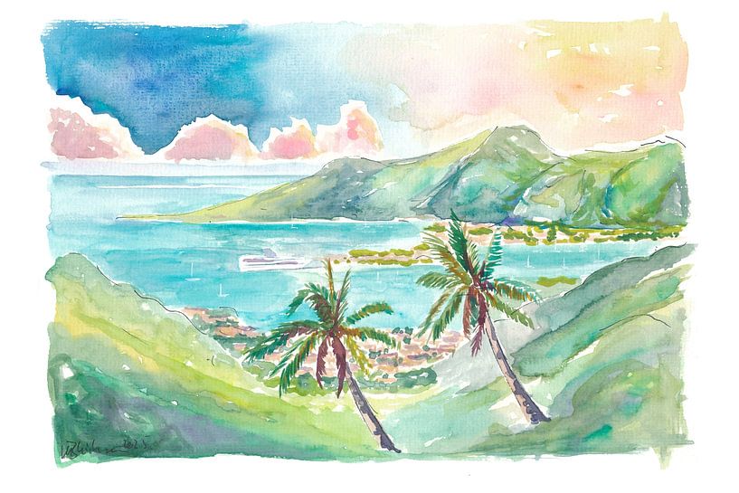 Road Harbour view from Fort Hill Tortola afternoon by Markus Bleichner