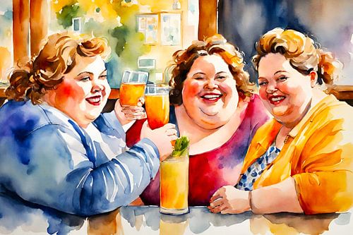 3 gezellige dames met een cocktail