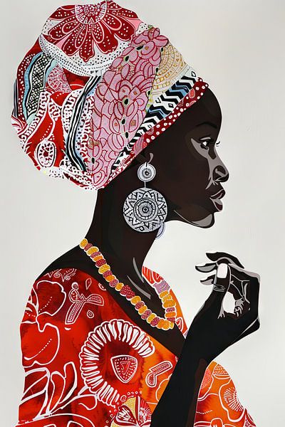 African elegance - Colourful portrait by Poster Art Shop