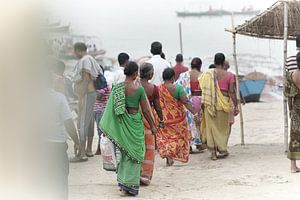 female pilgrims at Ganges by Karel Ham