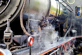 Close-up of steam locomotive light sepia by Foto Graaf Eric