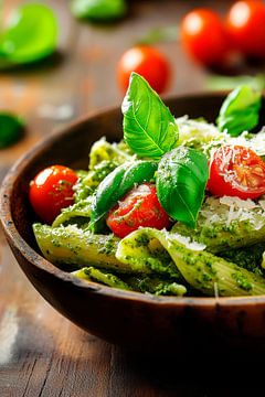 Pasta met basilicum en kerstomaatjes van Poster Art Shop