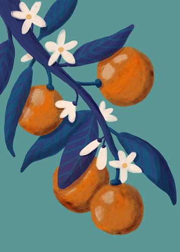 Citrusvruchten en bloesem van Yvette Baur