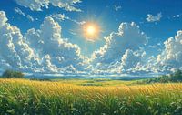 Goldene Felder unter einem strahlenden Himmel von Hikmah Hidahasbi Miniaturansicht